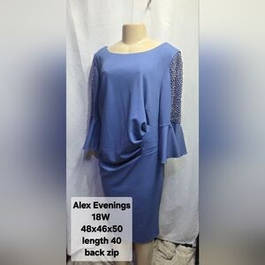 Elegant Blue Dress with Embellished Sleeves